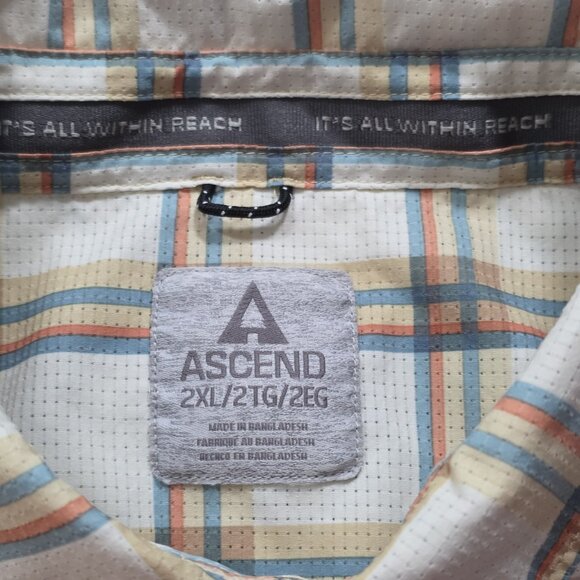 Ascend Performance Shirt Mens 2XL Plaid SS Vented Fishing Outdoors Lightweight - Picture 3 of 14